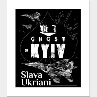 Ghost Of Kyiv Ukraine SLAVA UKRIANI Support with an Ukrainian air force Fighterjet MIG-29 Posters and Art